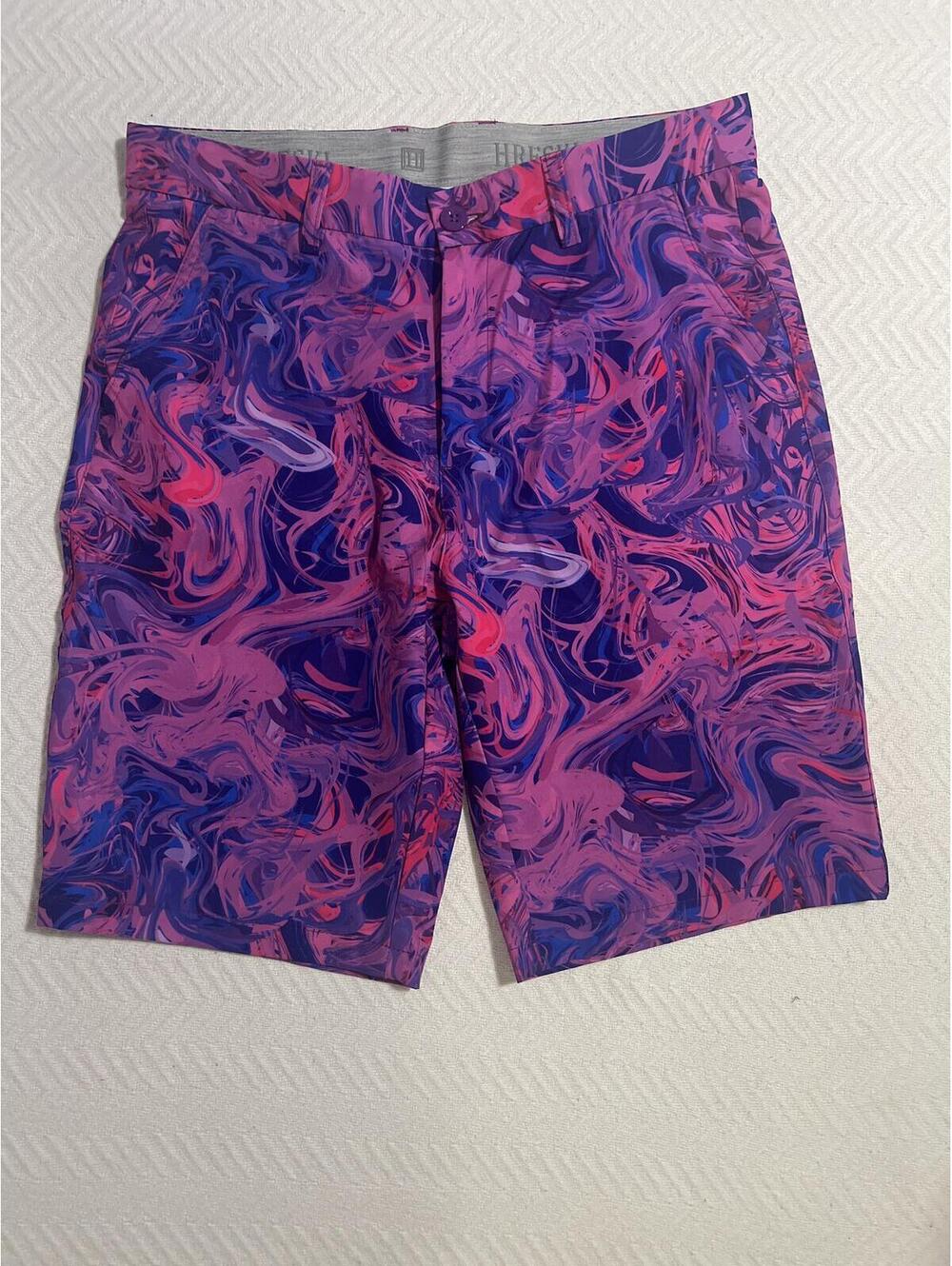 Hreski pink paint splash golf shorts size 30